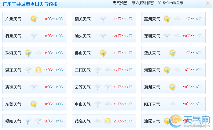冷空氣來襲廣東本周氣溫明顯下降