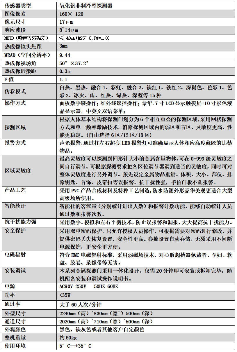 單光熱成像測(cè)溫安檢門807JT